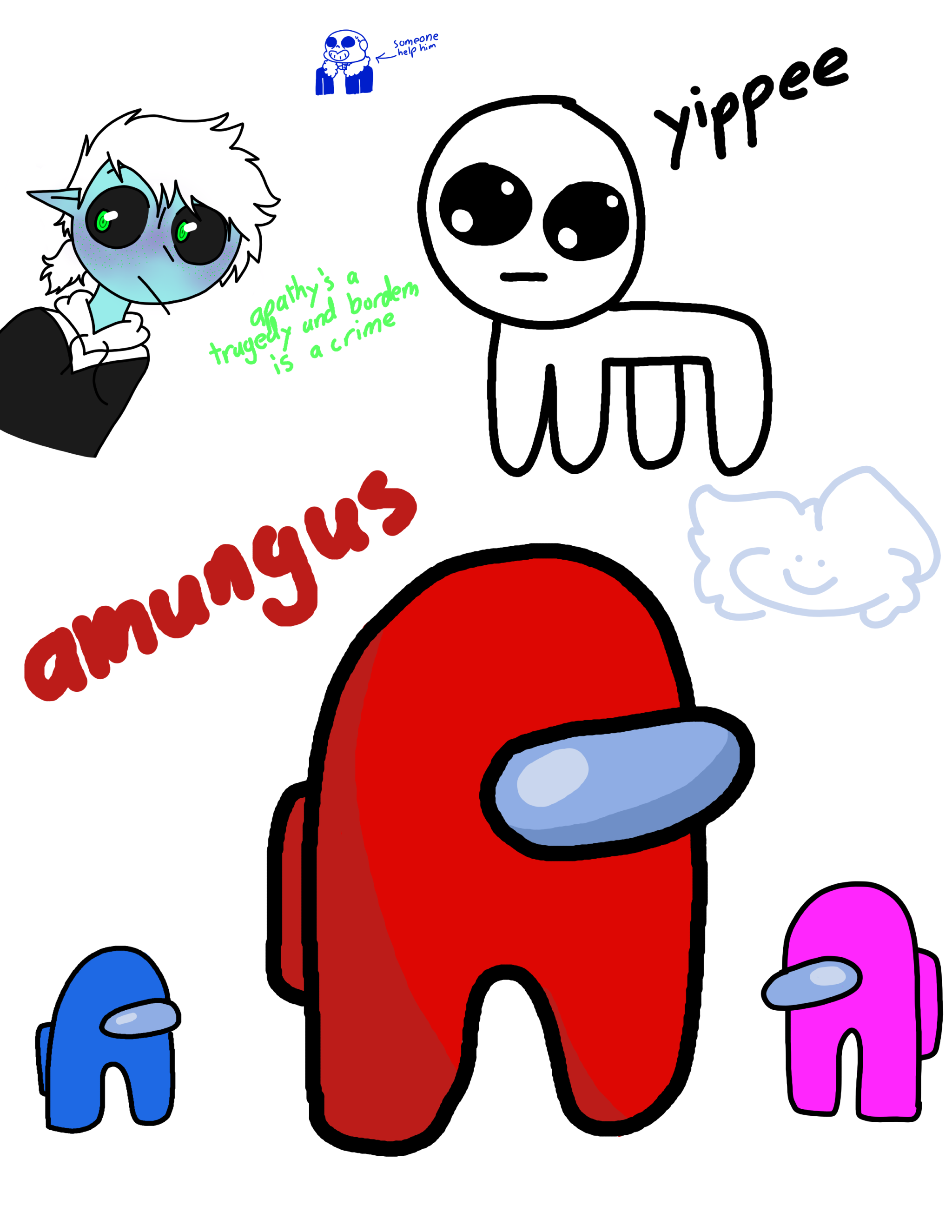 2022, Digital, Among Us, Autism Creature, Yippee Creature, UTDR, Sans Undertale, Danny Phantom